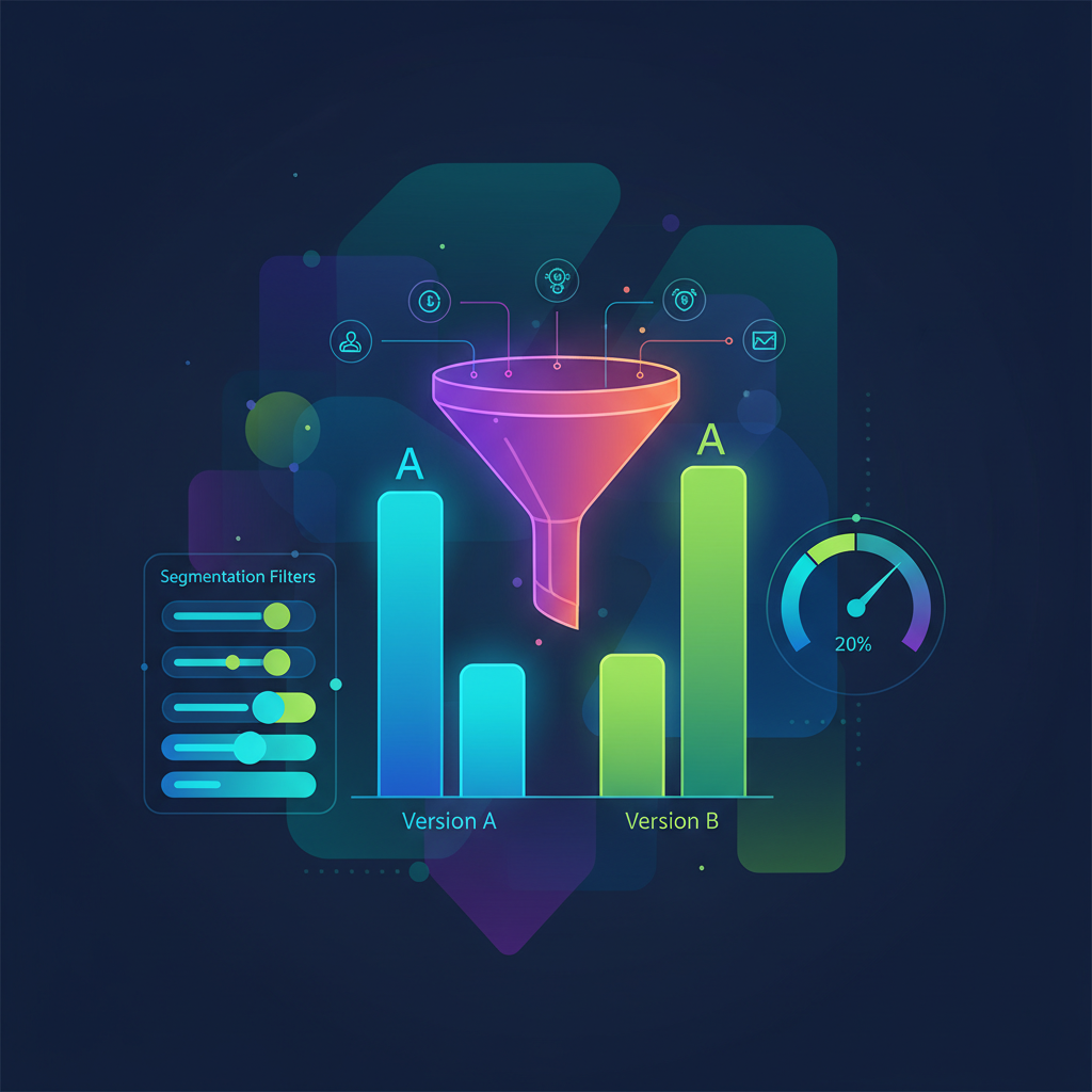 A/B test results dashboard with segmentation filters