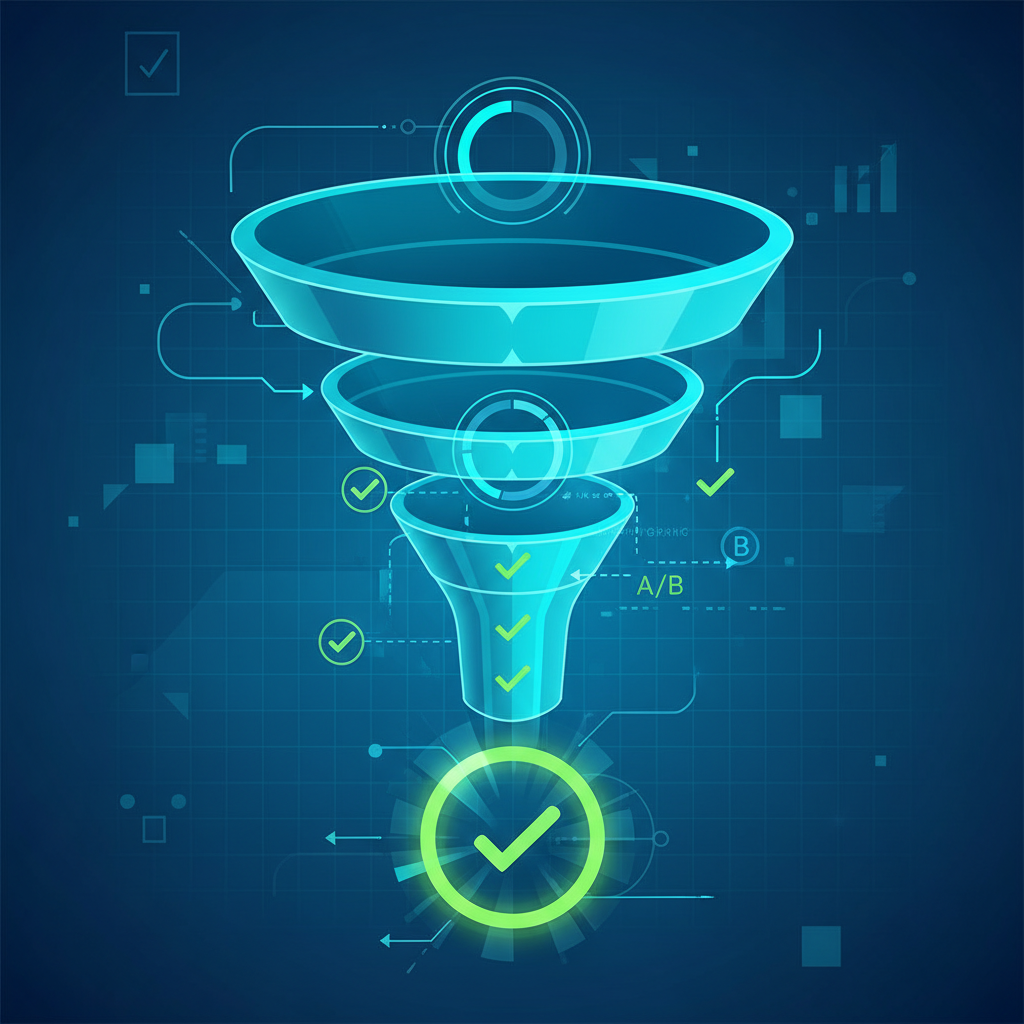 User onboarding flow with checkmarks and progress indicators