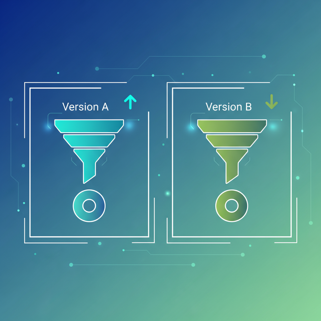 A/B testing visualization with split screen comparison