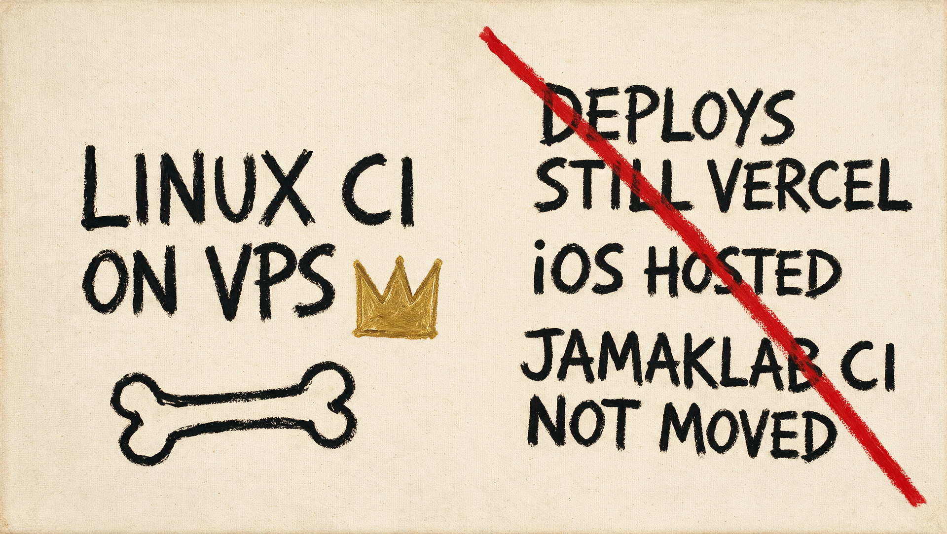 Linux CI on the VPS. Deploys, iOS, and jamaklab CI did not move.